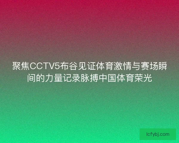 聚焦CCTV5布谷见证体育激情与赛场瞬间的力量记录脉搏中国体育荣光